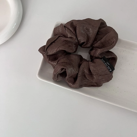 Chouchou Plissé Chic Français en Satin pour Femmes Élastique Cheveux Minimaliste Grands Accessoires Cheveux de Mode