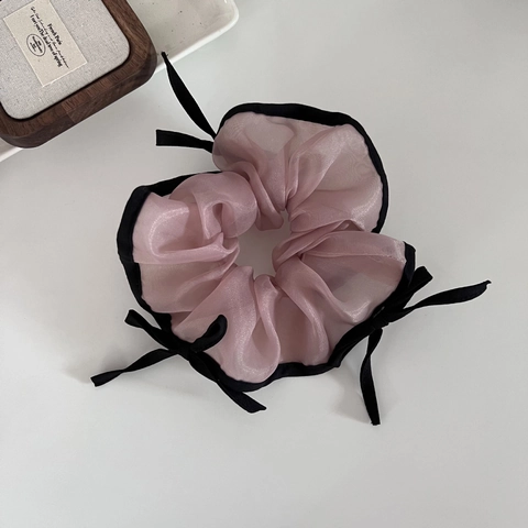 Korean Sweet Mesh Bowknot Scrunchies For Women Handmade Mesh Hair Ties Large Elastic Ponytail Holders Hair Accessories