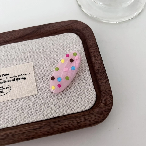 Sweet Colorful Polka Dot Oval Duckbill Hair Clips Resin Side Bangs Clips For Women Girls Cute Daily Styling Hair Accessories