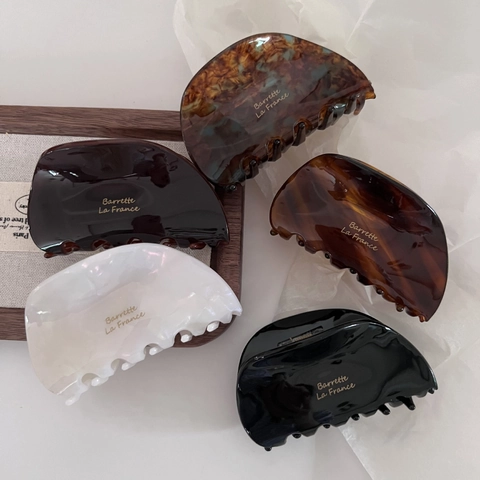 Pince à Cheveux en Acétate Française Haute Texture Barrette La France Lettrage Vintage Écaille de Tortue pour Femmes