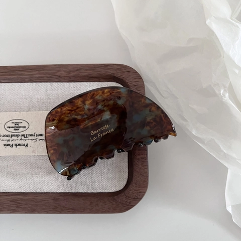 Pince à Cheveux en Acétate Française Haute Texture Barrette La France Lettrage Vintage Écaille de Tortue pour Femmes