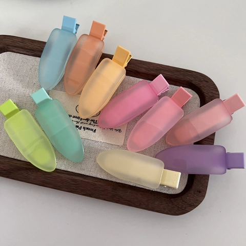 Frosted Jelly Color Seamless Duckbill Hair Clip For Women Teen Girls Minimalist Resin Macaron Side Bang Clip Hair Accessory