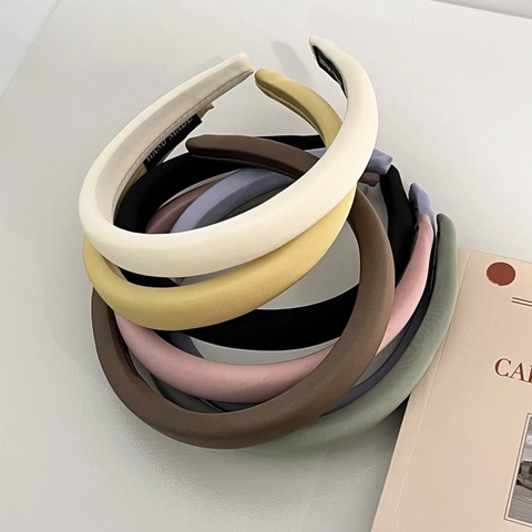 Solid Color Satin Padded Headband For Women High Top Sponge Hair Hoop Handmade Fashion Elegant Hair Accessories Headwear