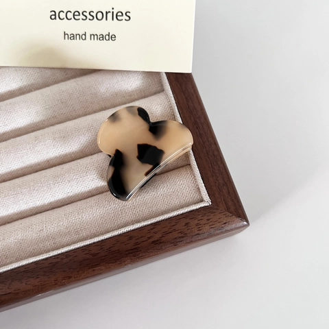 Mini Mollette per Capelli in Acetato Minimaliste Francesi per Donna Piccola Forma a Cuore Marmo Tartarugato Accessori per Capelli