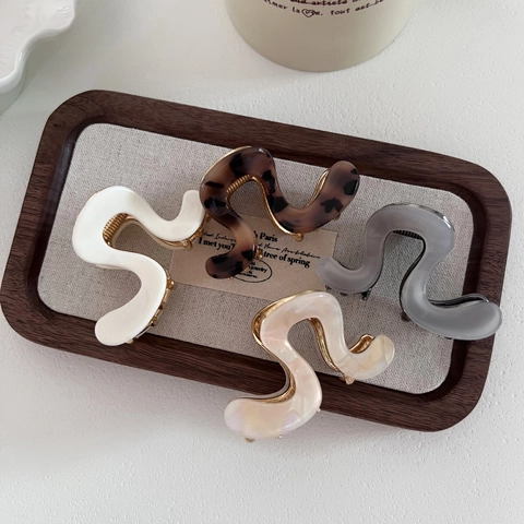 Eleganter S-Förmiger Haarkralle-Clip Aus Acetat Für Damen Hoher Pferdeschwanz Haarklammer Französischer Wellenstil Geometrischer Haarschmuck
