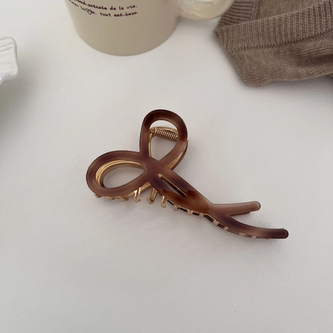Französisch Elegante Große Acetat Schleife Haarklammer Für Damen Marmor Schildpatt Muster Band Haarschmuck Dutt Halter