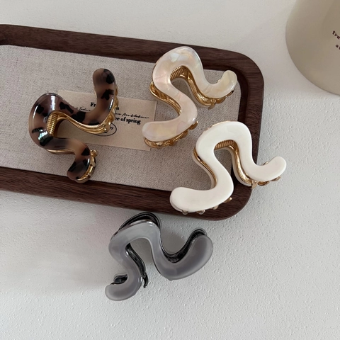 Eleganter S-Förmiger Haarkralle-Clip Aus Acetat Für Damen Hoher Pferdeschwanz Haarklammer Französischer Wellenstil Geometrischer Haarschmuck
