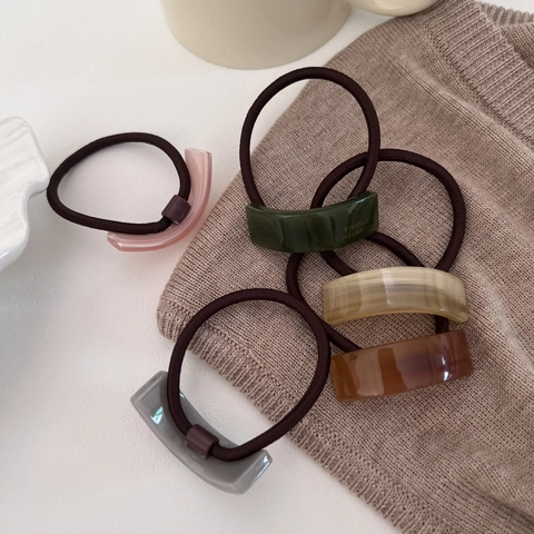 Minimalist Acetate Geometric Arc Hair Ties For Women French Handmade Style High Elasticity Solid Color Hair Scrunchies