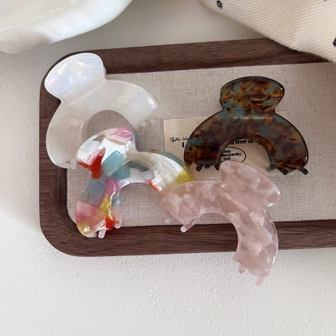 Elegante Molla per Capelli in Acetato ad Arco in Stile Coreano Clip a Squalo per Donna Motivo Marmo e Tartarugato Accessori per Capelli
