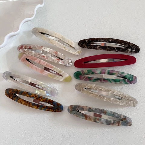 Vintage Hohle Ovale Acetat Haarspange Marmormuster Geometrische BB-Klammer Einfache Mode Haarschmuck Für Damen Alltag Pendeln