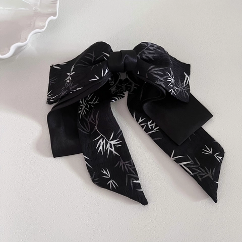 Pinza para el Cabello con Lazo de Cinta Francés Elegante Accesorio de Tela para Mujer Estampado Floral Bambú Lunares para Peinado Diario