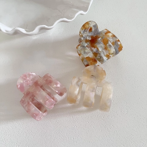 Korean Style Acetate Hair Claw Clip For Women Marble Tortoise Shell Pattern Hair Accessories Minimalist Geometric Shark Clip