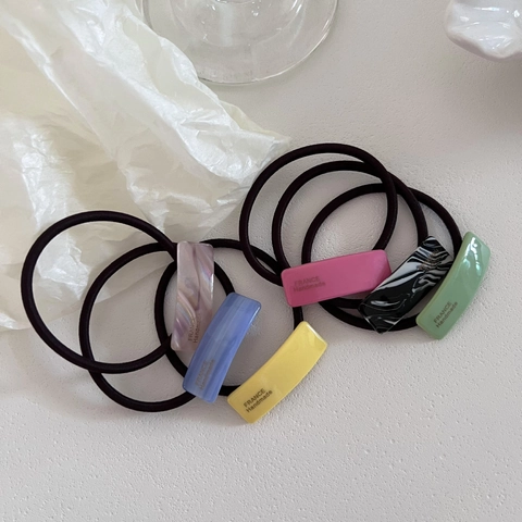 Women Acetate Geometric Square Hair Tie High Elastic Ponytail Holder Korean Handmade Candy Color Hair Rope Accessory