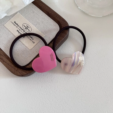 Hartvormig Azijnzuur Haarelastiekje Minimalistisch Gouden Label Paardenstaart Houder Veelzijdig Elastisch Haartouw Dames Accessoires