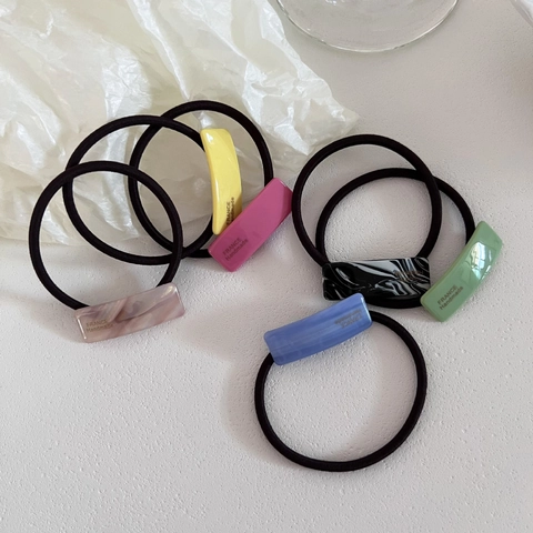 Women Acetate Geometric Square Hair Tie High Elastic Ponytail Holder Korean Handmade Candy Color Hair Rope Accessory