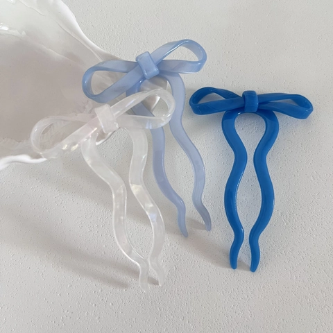 Bacchetta per Capelli a Forma di U con Fiocco in Acetato Elegante Forcina per Chignon Accessori per Capelli Donna Ragazza