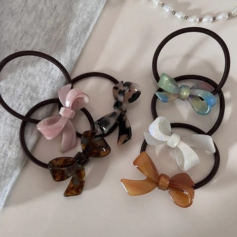 Koreanischer Stil Acetat Schleife Haargummis Elegant Süß Haarband Elastisches Haarseil Für Damen Mädchen Mode Kopfschmuck