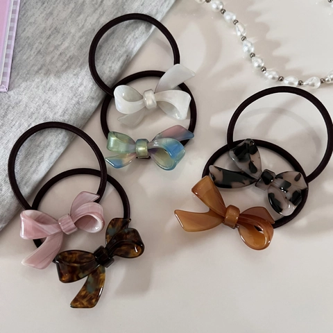 Koreanischer Stil Acetat Schleife Haargummis Elegant Süß Haarband Elastisches Haarseil Für Damen Mädchen Mode Kopfschmuck