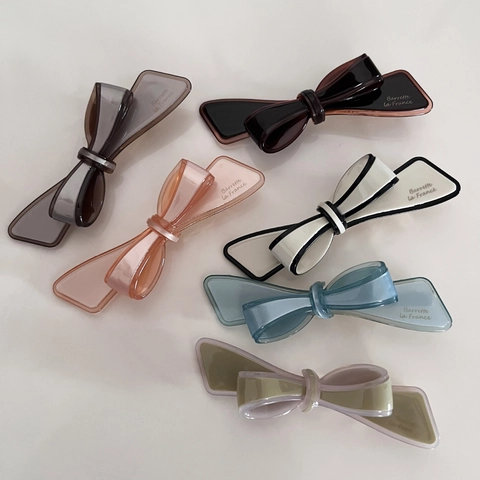 French Style Acetate Bow Knot Hair Clip For Women Elegant Barrette La France Letter Print Side Clip Hair Accessories