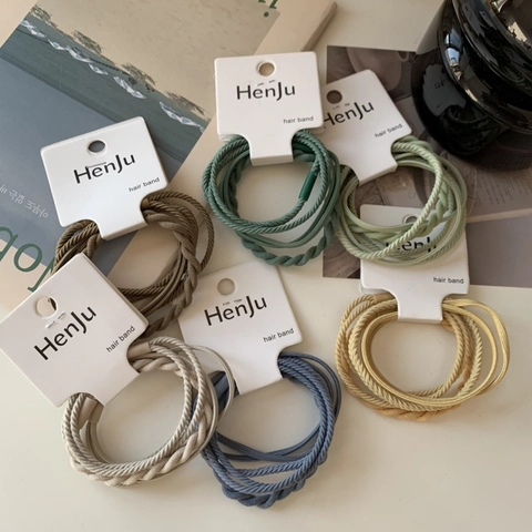 Gomitas para el Cabello Trenzadas de Alta Elasticidad para Mujeres Color Morandi Cintas para el Cabello de Cuerda Retorcida Soporte para Coleta Duradero Accesorios para el Cabello de Tela