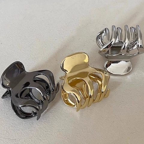 Piccola Molletta Per Capelli In Metallo Minimalista Stile Metallo Liquido Clip Geometrica A Zucca Per Donna Accessori Quotidiani