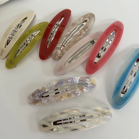 Colorful Oval Resin Hair Clip For Women Sweet Acetate Hollow Out Barrette BB Clip Minimalist Resin Metal Hair Accessory