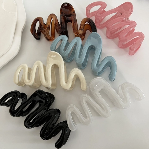 Grande Molletta per Capelli a Onda Color Gelatina per Donna Clip a Squalo a S in Resina Gioielli Minimalisti per Capelli