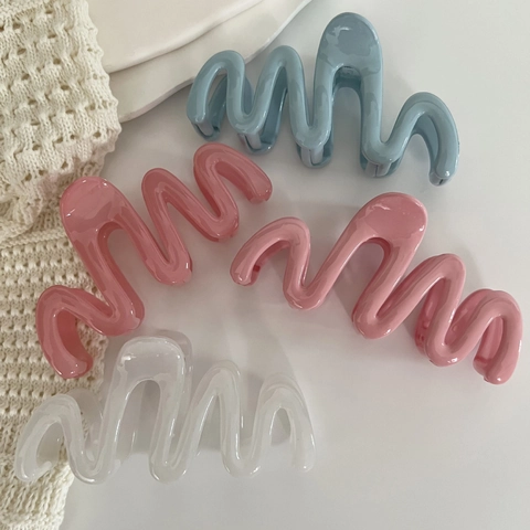 Grande Molletta per Capelli a Onda Color Gelatina per Donna Clip a Squalo a S in Resina Gioielli Minimalisti per Capelli