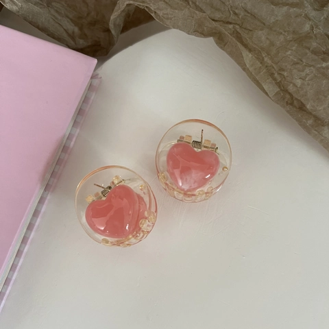 Mini Pinzas para el Cabello de Corazón Dulce para Mujeres Niñas Color Dopamina Horquilla de Acrílico Transparente