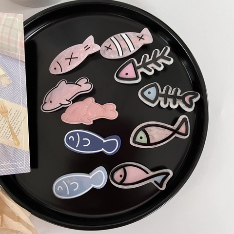Horquillas de Acrílico de Peces y Delfines para Niñas Dibujos Animados Lindos Pinza de Pelo de Animal Marino Dulce