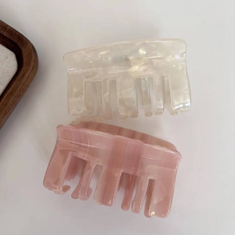 Grande Molletta per Capelli in Acetato di Cellulosa Quadrata Iridescente Marmorizzata Antiscivolo Tenuta Forte Stile Coreano Donna