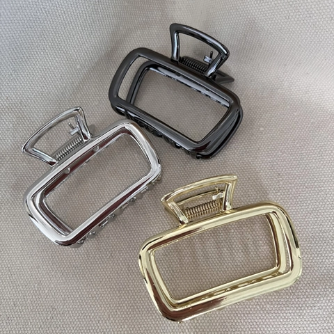 Pinza per Capelli in Metallo Minimalista Geometrica Semplice Rettangolare Vuota Clip Elegante Accessori per Acconciature da Donna