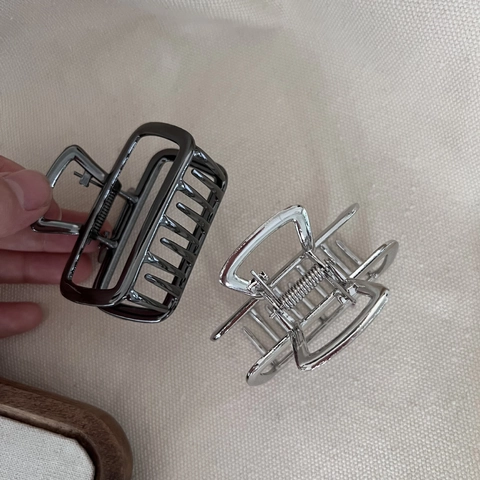 Pinza per Capelli in Metallo Minimalista Geometrica Semplice Rettangolare Vuota Clip Elegante Accessori per Acconciature da Donna