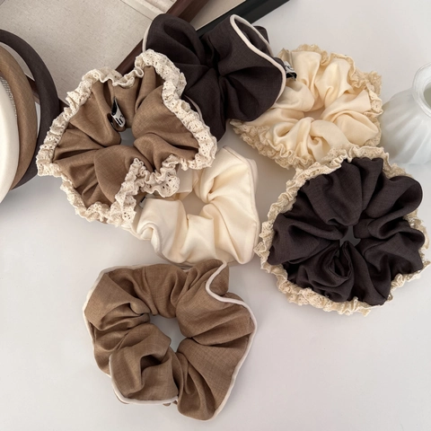 Coletero de Encaje Vintage Francés Elástico con Volantes Diadema Acolchada Color Sólido Mujeres Niñas Accesorios para el Cabello Retro
