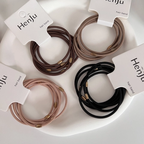 Minimalist High Elastic Hair Ties For Women Girls Gold Oval Metal Bead Ponytail Holder Durable Scrunchies Fashion Hair Accessories