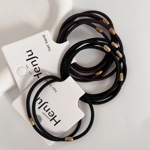 Minimalist High Elastic Hair Ties For Women Girls Gold Oval Metal Bead Ponytail Holder Durable Scrunchies Fashion Hair Accessories