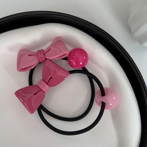 Elastico per Capelli con Fiocco Rosa Dolce Stile Coreano Corda per Capelli in Resina ad Alta Elasticità Scrunchies per Donna Ragazza