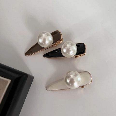 Elegante Fermaglio per Capelli Vintage Francese con Perla Artificiale per Donna Fermaglio a Becco d'Anatra in Lega e Smalto