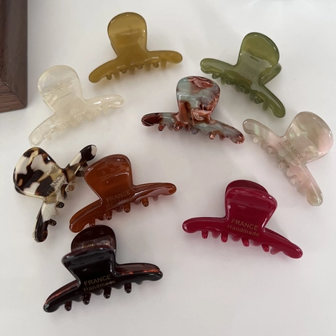Molla per Capelli Piccola in Acetato Vintage Francese Elegante Tartarugato Marmorizzato Fermagli per Capelli Donna Accessorio Quotidiano