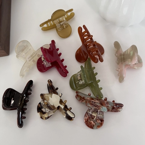 Molla per Capelli Piccola in Acetato Vintage Francese Elegante Tartarugato Marmorizzato Fermagli per Capelli Donna Accessorio Quotidiano
