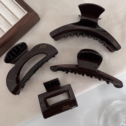 Elegante Pinza per Capelli Francese in Acetato Marrone Scuro Tartarugato Geometrico Fermaglio per Donna Accessori per Capelli