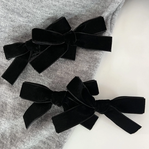 Accessori per Capelli Vintage in Velluto a Fiocco Mollette e Elastici con Perle Artificiali Stile Francese per Donna Ragazza