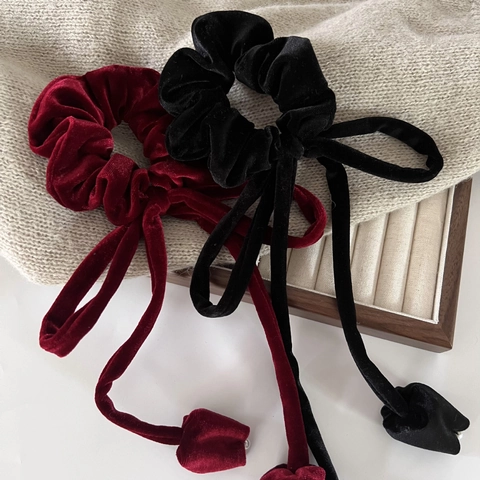 Elastici per Capelli in Velluto Retrò Francese con Fiocco e Nastro Tulipano Elegante Corda per Capelli con Perle Artificiali Donna