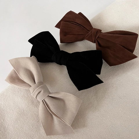 Handmade Fabric Bowknot Hair Clip For Women Korean Style Elegant Solid Color Spring Clip Hairpin Versatile Accessories