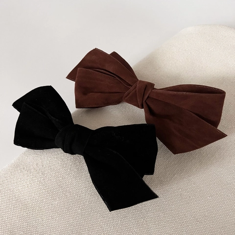 Handmade Fabric Bowknot Hair Clip For Women Korean Style Elegant Solid Color Spring Clip Hairpin Versatile Accessories