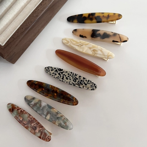 Minimaliste Français Acétate de Cellulose Pince à Cheveux Feuille de Saule Élégante Ovale Motif Léopard Marbre Bec de Canard Accessoires Cheveux Femmes