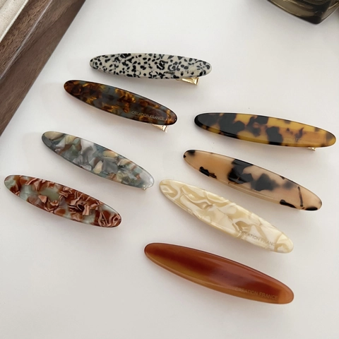 Minimaliste Français Acétate de Cellulose Pince à Cheveux Feuille de Saule Élégante Ovale Motif Léopard Marbre Bec de Canard Accessoires Cheveux Femmes