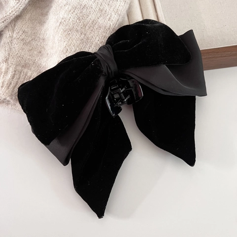 Pinza per Capelli con Grande Fiocco in Velluto e Raso Vintage Francese per Donna Elegante Accessori per Capelli