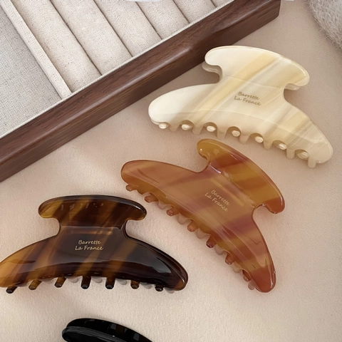 Piccola Molletta per Capelli in Acetato Vintage Francese Effetto Tartarugato Fermacapelli Elegante Minimalista per Donna Styling