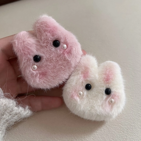 Cute Plush Rabbit Flower Star Hair Clips For Women Kids Korean Style Handmade Artificial Pearl Hair Ties Duckbill Clips Accessories